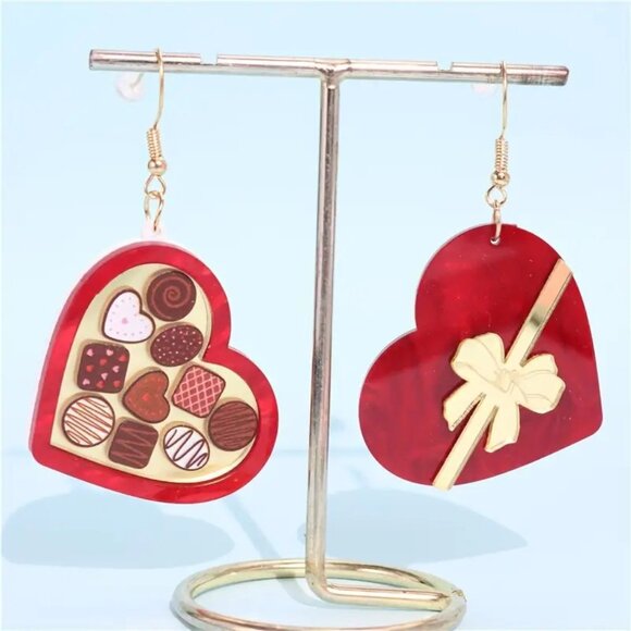Jewelry - Valentine'S Day Heart-Shaped Acrylic  & Dangle Earrings, (New)